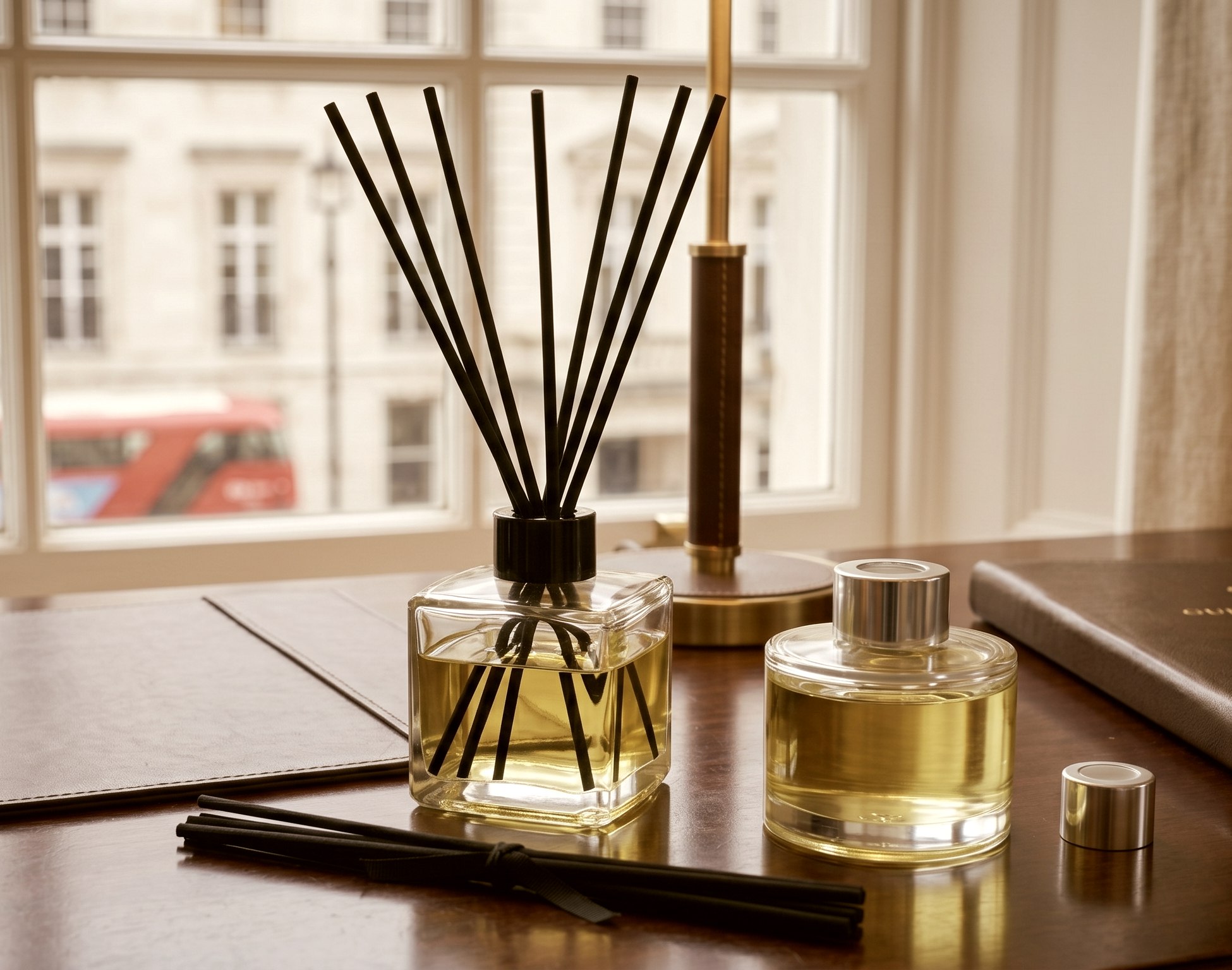 Moores reed diffusers in a hotel suite