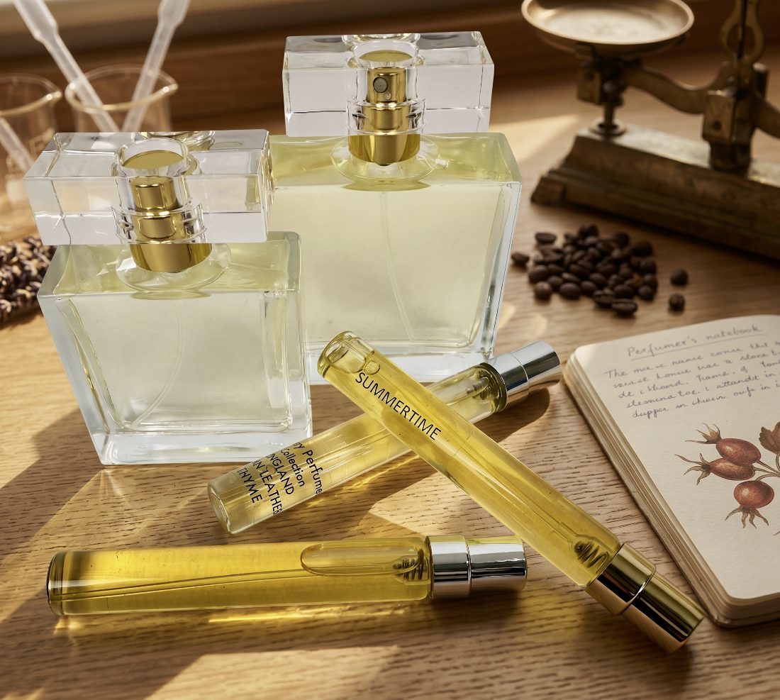 Moores Eau de Parfum in faceted glass flacons with travel sprays