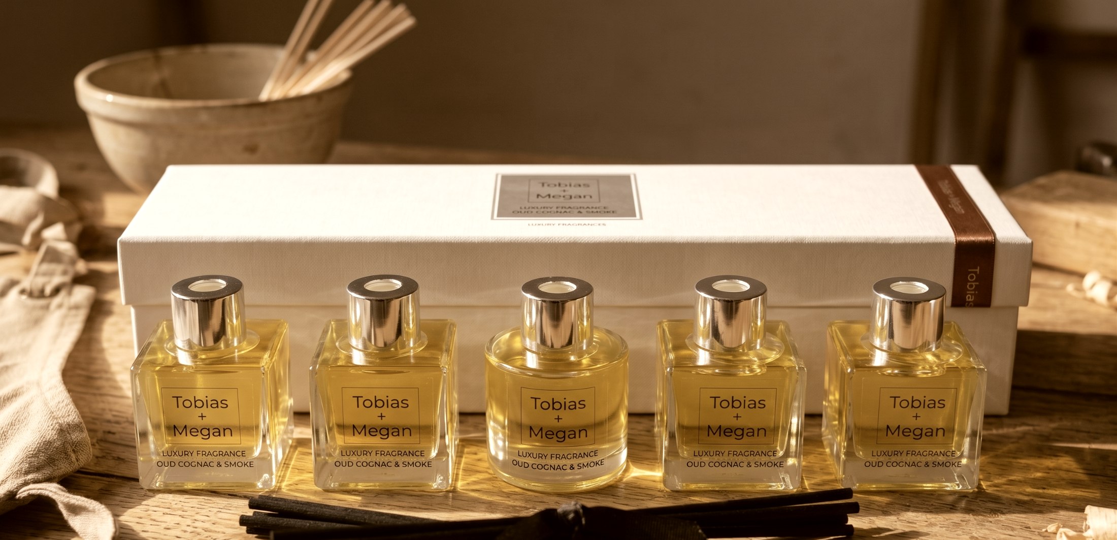 Tobias + Megan bespoke own-label fragrance commission