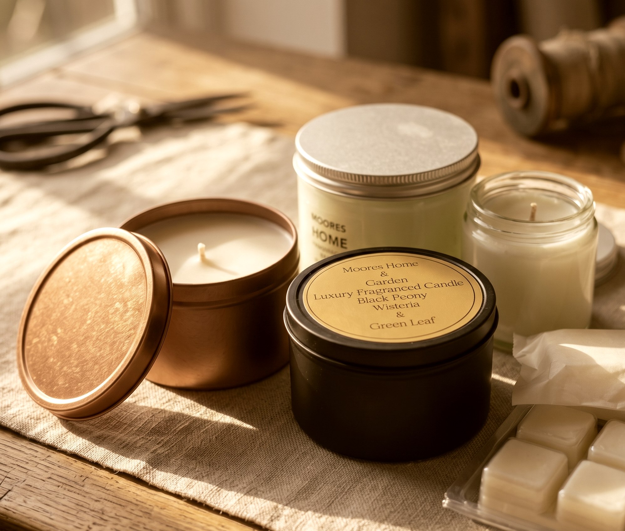 Moores candles finished by hand in the Sussex workshop